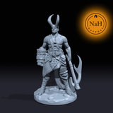 Drakon, The Axe of Infernos | Tiefling Barbarian | Half Devil Fighter miniature for Tabletop games like D&D and War Gaming| Created by Rocket Pig Games