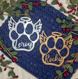 Dog Memorial Ornament | Angel Wings Paw Print | No Snowflake | Custom Dog Loss Gift