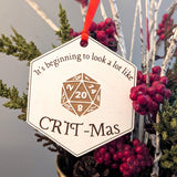 Crit-Mas or Crit-Miss Dice | D20 Christmas Ornament | Dungeons and Dragons Holiday Gift Ornament Idea | Gift for your party or DM