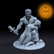 Garth and Cleto  | Embrace Pose |  Pinup Miniature miniature for Tabletop games like D&D and War Gaming| Dungeons and Dragons Mini