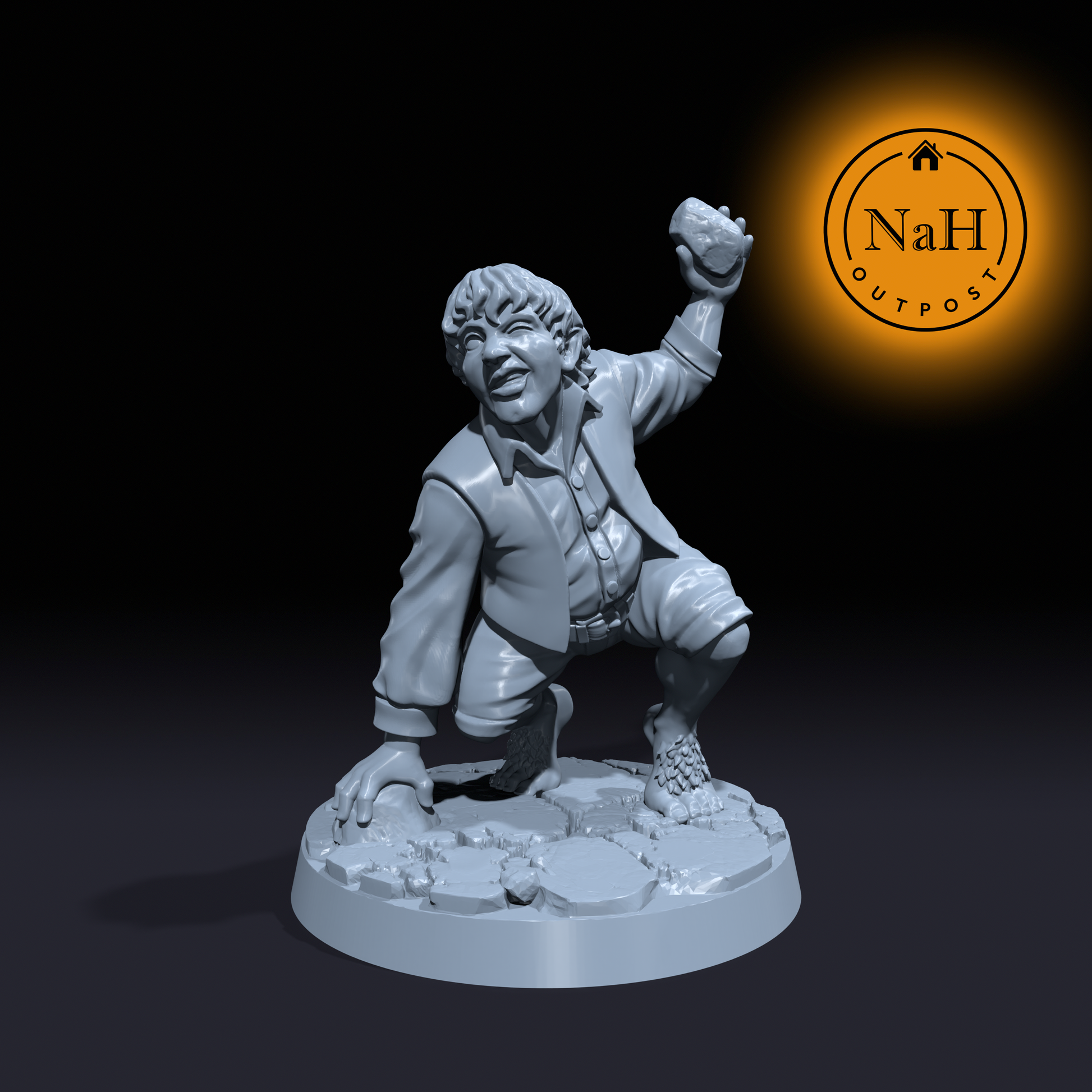 Matty Buckless the Stone Flinger | Halfling Monk | Rogue miniature for Tabletop games like D&D and War Gaming| Dungeons and Dragons Mini | RN estudio