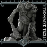 Grimskull and Bonesunder | Dire Troll | Two Headed Troll Miniature for Tabletop games like D&D and War Gaming