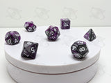 Warlocks Ambition | 7pc Dice Set | Purple / Silver / Black / White Numbers | For D&D and other Tabletop Games