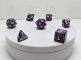 Warlocks Ambition | 7pc Dice Set | Purple / Silver / Black / White Numbers | For D&D and other Tabletop Games