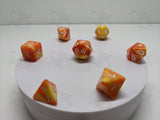 Wall of Fire | 7pc Dice Set | Orange / Yellow / White Numbers | For D&D and other Tabletop Games