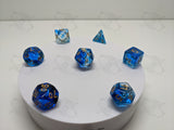 Sunken Depths | 7pc Dice Set | Clear / Blue / Gold Numbers | D&D and other Tabletop Games