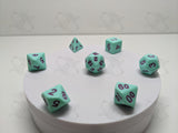 Tiffany's Treasure | 7pc dice Set | Teal / Purple Numbers | For D&D and other Tabletop Games