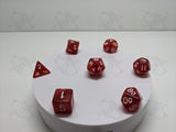 Vitality | 7pc Dice Set | Red Pearl / White Numbers | For D&D and other Tabletop Games