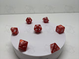 Vitality | 7pc Dice Set | Red Pearl / White Numbers | For D&D and other Tabletop Games