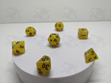 Butterbeer | 7pc Dice Set | Pale Yellow Pearl / White Front | For D&D and other Tabletop Games