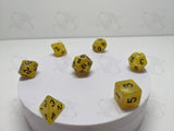Butterbeer | 7pc Dice Set | Pale Yellow Pearl / White Front | For D&D and other Tabletop Games