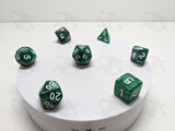 Emerald Currents | 7pc Dice Set | Green Pearl / White Numbers | For D&D and other Tabletop Games