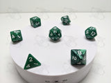Emerald Currents | 7pc Dice Set | Green Pearl / White Numbers | For D&D and other Tabletop Games