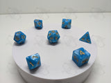 Frost Queen's Bounty | 7pc Dice Set | Light Blue / Gold Numbers | For D&D and other Tabletop Games