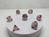 Checkmate | 7pc Dice Set | Clear Black and White / Pink Numbers | For D&D and other Tabletop Games| 7pc Dice Set