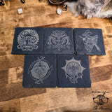 D&D Class Etched Slate Drink Coasters | Dungeons and Dragons Custom Coaster Set