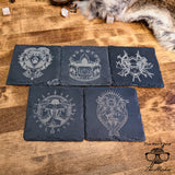 D&D Class Etched Slate Drink Coasters | Dungeons and Dragons Custom Coaster Set