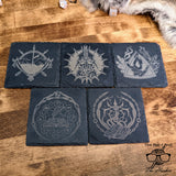 D&D Class Etched Slate Drink Coasters | Dungeons and Dragons Custom Coaster Set