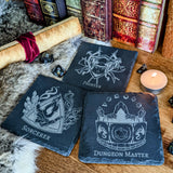 D&D Class Etched Slate Drink Coasters | Dungeons and Dragons Custom Coaster Set