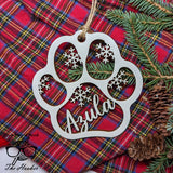 Pet Christmas Ornament | Snowflake Paw Print | Custom Christmas Ornament | Personalized Dog or Cat Gift