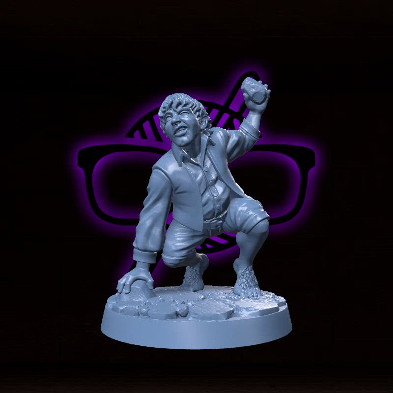 Matty Buckless the Stone Flinger | Halfling Monk | Rogue miniature for Tabletop games like D&D and War Gaming| Dungeons and Dragons Mini | RN estudio