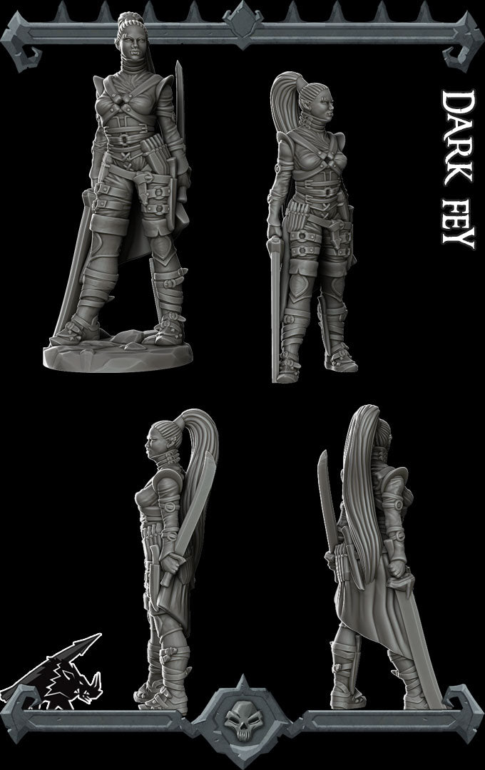 Eilistra Twinblade | Dark Elf |Female Fey Rogue| Miniature for Tabletop games like D&D and War Gaming