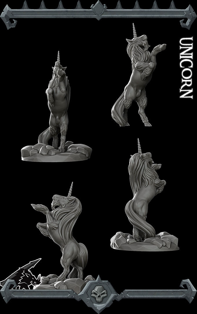 Silverhorn, the Forest Spirit | Unicorn Miniature for Tabletop games like D&D and War Gaming