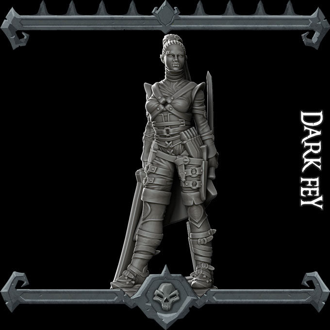 Eilistra Twinblade | Dark Elf |Female Fey Rogue| Miniature for Tabletop games like D&D and War Gaming
