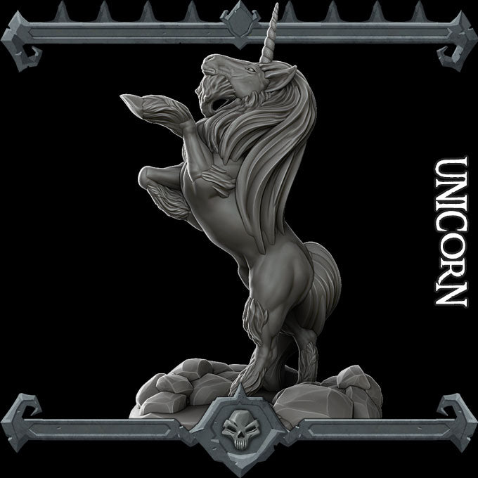 Silverhorn, the Forest Spirit | Unicorn Miniature for Tabletop games like D&D and War Gaming